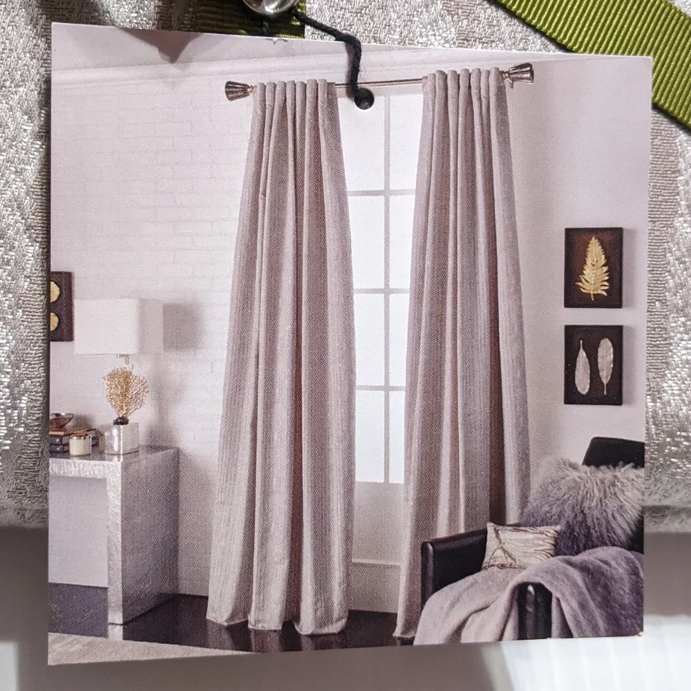 Michael Aram Silver Beige Velvet Curtain Panels